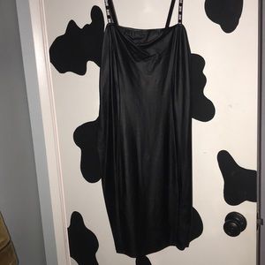 black faux leather dress